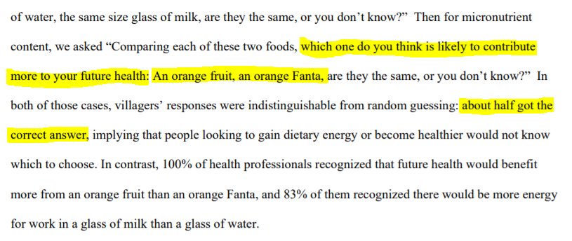When 50 percent of households think a Fanta Orange is more nutritious than an orange fruit, it might be time to up the game on nutrition education. sites.tufts.edu/willmasters/fi… Evidence from #Malawi by Schneider &amp; <a href="/WAMasters/">William A. Masters</a>