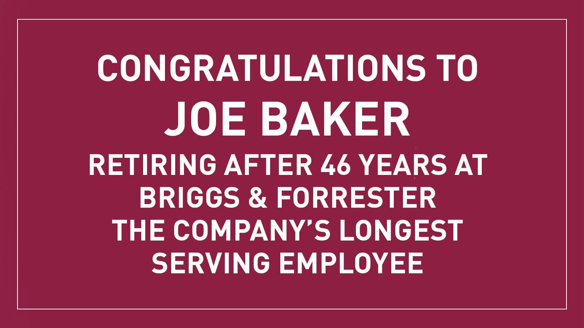 BriggsForrester's tweet photo. Joe Baker, Site Supervisor, recently retired from Briggs & Forrester after 46 years of loyal service. Best wishes and a happy retirement Joe!
| #excellenceateverylevel #BFGroup | https://t.co/yKdwtpigiM