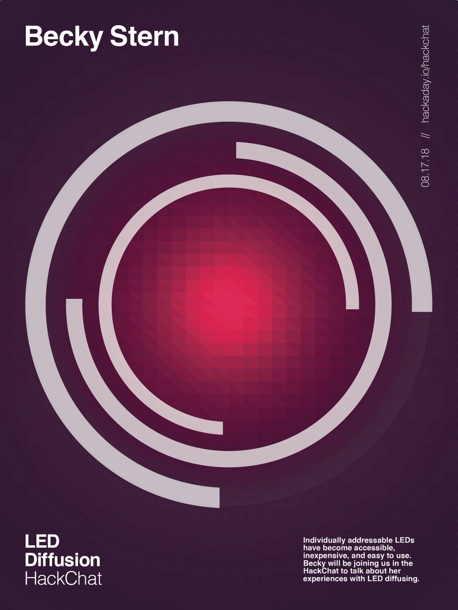 randomwalks's tweet image. LED Diffusion #HackChat with @bekathwia this Friday on @hackadayio hackaday.io/event/160157-l… @hackaday #poster #design
