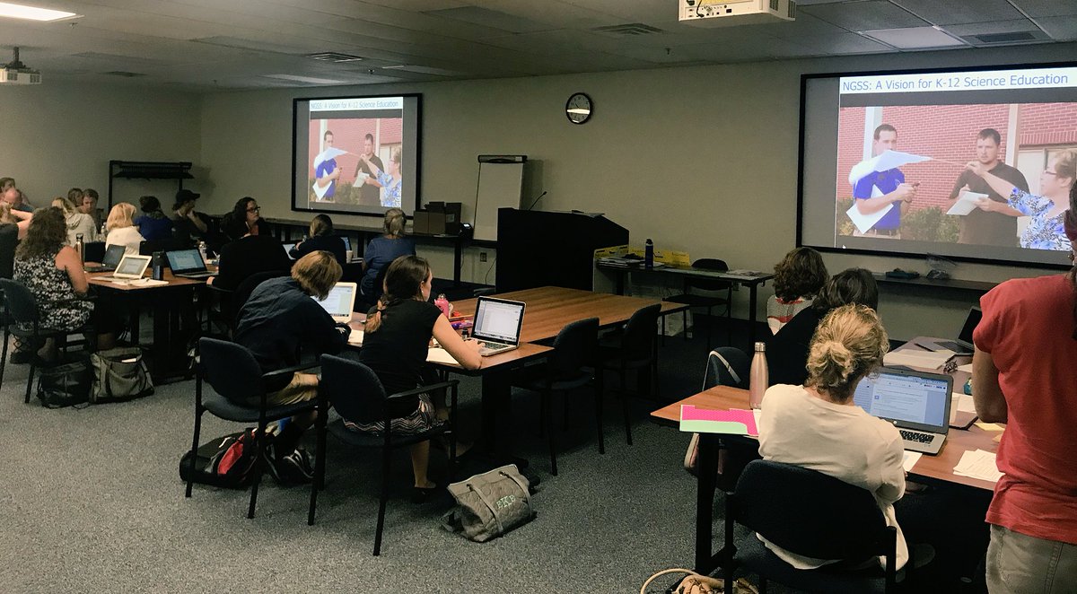 hollylynn48's tweet photo. Kicking off my first k-3 #OCMscience training for the 18/19 school year with eager 3rd Grade teachers exploring @SmithsonianScie How Can We Protect Animals When their Habitat Changes?  But first-we must understand the #NYSSLS / #NGSS behind the curriculum! #Science60 @CarolinaBio https://t.co/Lq8Ud1IOGx