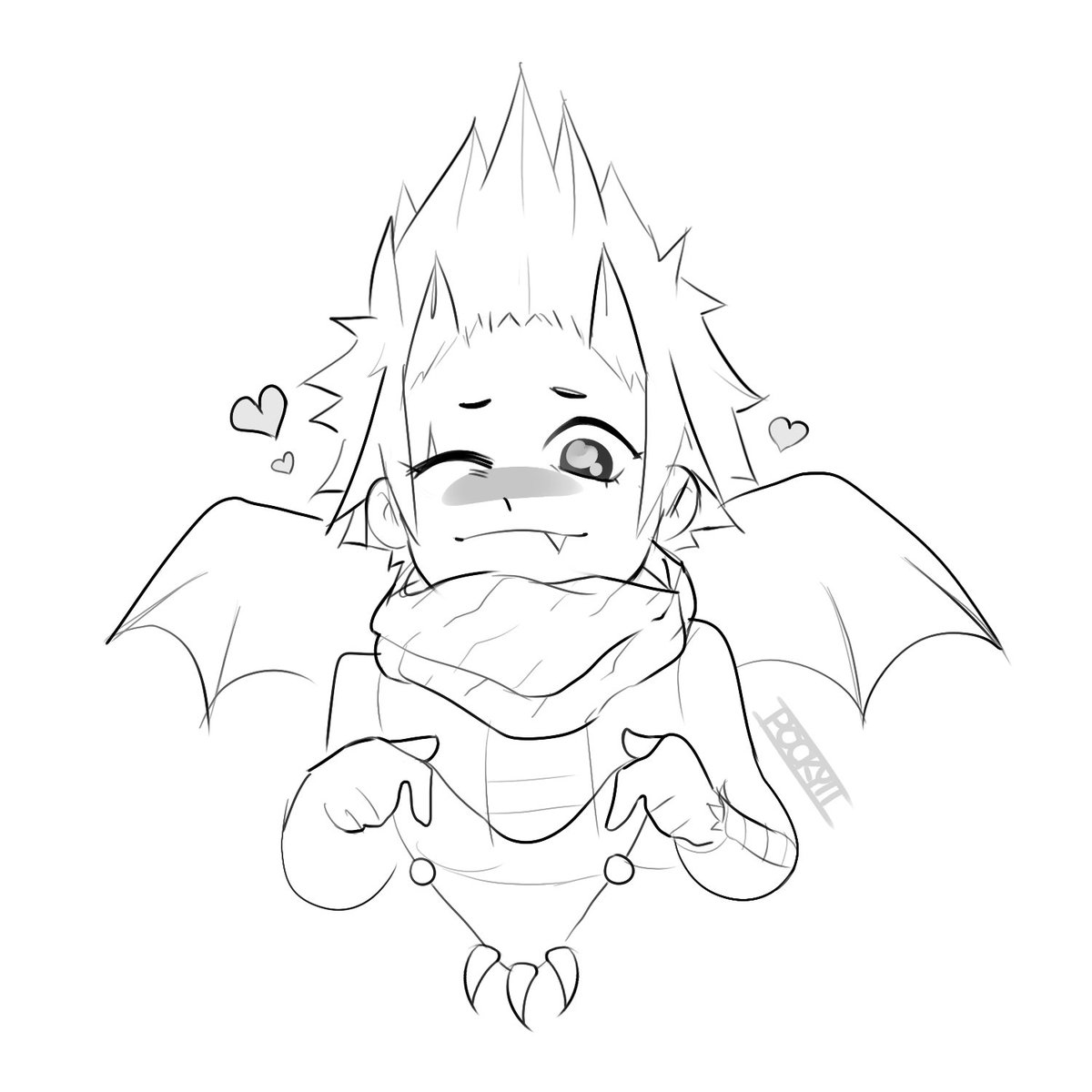 ty for all the wholesome responses to my post yesterday im so happy!!! ( ' ▽ ` )ノ heres a quick dragonbaby kiri doodle bc i felt bad for making him cry last time lolol ? #bnha #kirishima 