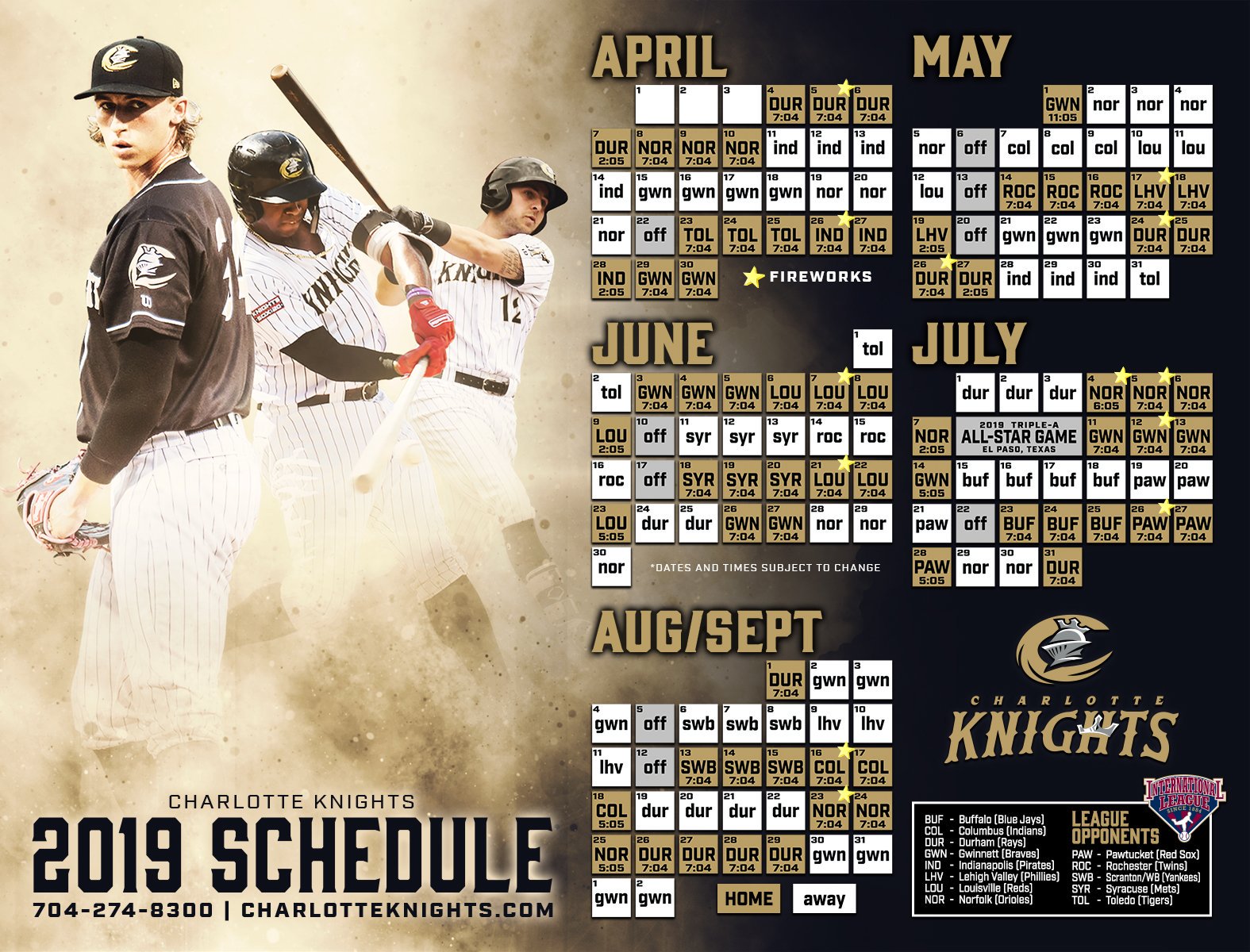 Charlotte Knights Schedule 2022 Charlotte Knights On Twitter: "Just Announced: Our 2019 Schedule Is Out!  #704Knights Https://T.co/Ol6Itmvxao" / Twitter