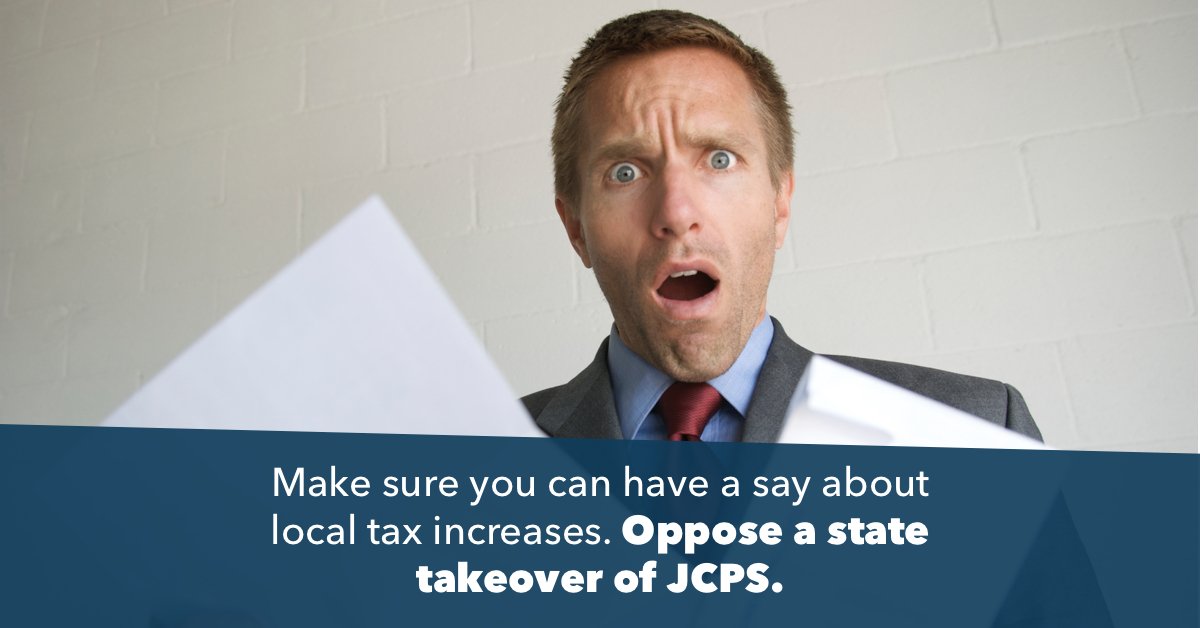 ourjcps's tweet photo. Under a state takeover of JCPS an appointed administrator could raise your taxes without any input from the community? Don’t like it? Too bad, they are appointed and there's nothing you can do about it. Sign our petition to oppose the takeover: https://t.co/oExYVABGJH https://t.co/ZECCIYUd1n