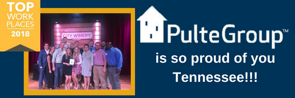 PulteGroupNews's tweet photo. Our Tennessee division was named one of the top places to work in small businesses. Way to put the perfect 10 in Tennessee! #pultegroup #topworkplaces2018 https://t.co/UUq7hOXXZk