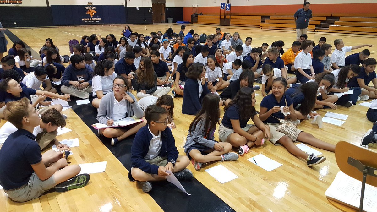 Exploring positive behavioral expectations with teachers and students. Wiggs Middle School PRIDE!