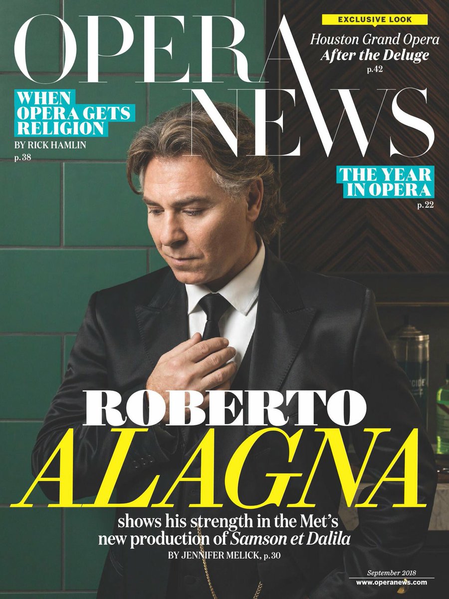 roberto_alagna's tweet photo. ✪ Check out the #coverstory dedicated to @roberto_alagna in the #September issue of @OPERANEWS with exclusive photos and interview inside. Roberto Alagna will perform as #SAMSON in a new production of Saint-Saens’s « Samson et Dalila » at the @MetOpera from 24th September 2018. https://t.co/TvRczUYerZ
