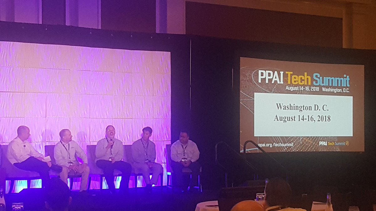 EssentCorp's tweet photo. "Swiping Left or Right:" Our @ealessi offers advice on choosing a technology partner at #ppaitech. He's with @DinoBangiorno, Ken Phu of @hubpen, Anish Varghese of Binated, and Mike Knapick of @sanmar_corp https://t.co/BB2TMXy8K5