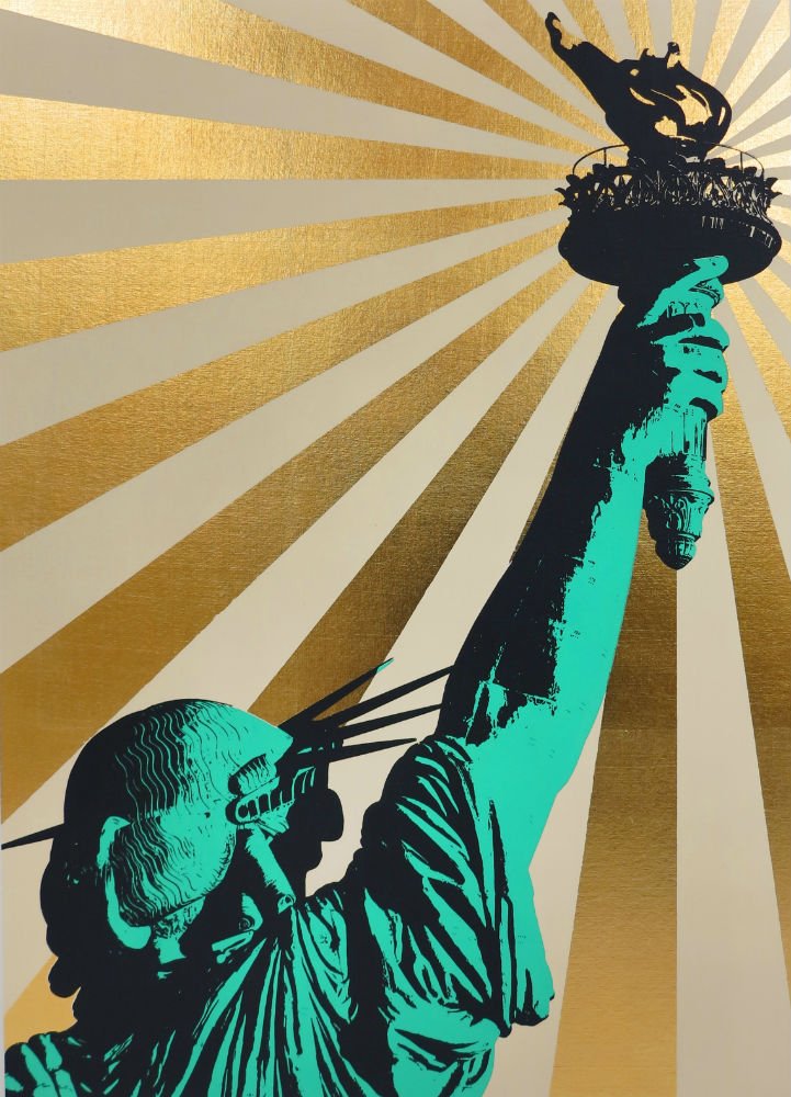 Caiger Art (@caigerart) on Twitter photo 'Sweet Land Of Liberty' <a href="/iamjaysonlilley/">Jayson Lilley Artist🧢</a>. Just one of the fab new artworks on our website by Jayson goo.gl/1sE82C using his signature #bold colours #gold leaf and NYC illustration #limitededition #prints #onlinegallery #liberty #nyc #usa #screenprint #cool #contemporary 'Sweet Land Of Liberty' <a href="/iamjaysonlilley/">Jayson Lilley Artist🧢</a>. Just one of the fab new artworks on our website by Jayson goo.gl/1sE82C using his signature #bold colours #gold leaf and NYC illustration #limitededition #prints #onlinegallery #liberty #nyc #usa #screenprint #cool #contemporary