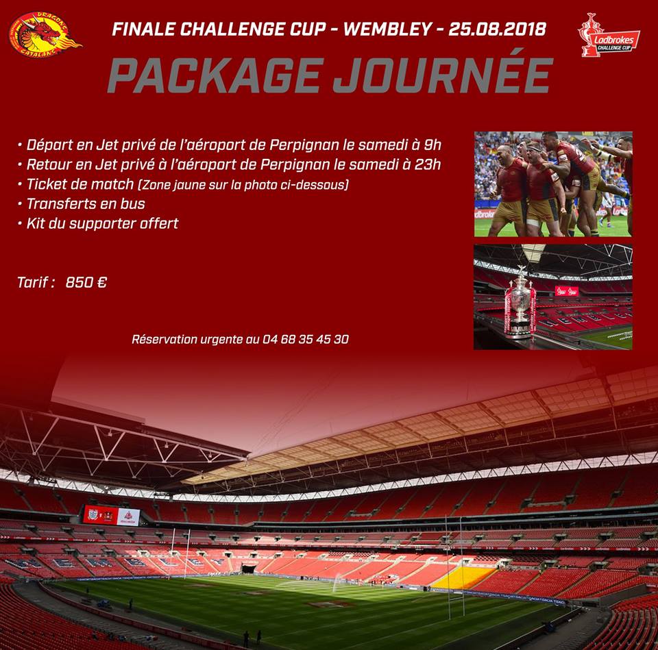 ⚠ Déplacement Finale Wembley 🛫

Il ne reste que 40 places disponibles à la vente dans les avions qui effectueront l'aller-retour dans la journée pour aller soutenir les Dragons à Wembley en Finale de la Challenge Cup.

#letsfillwembley