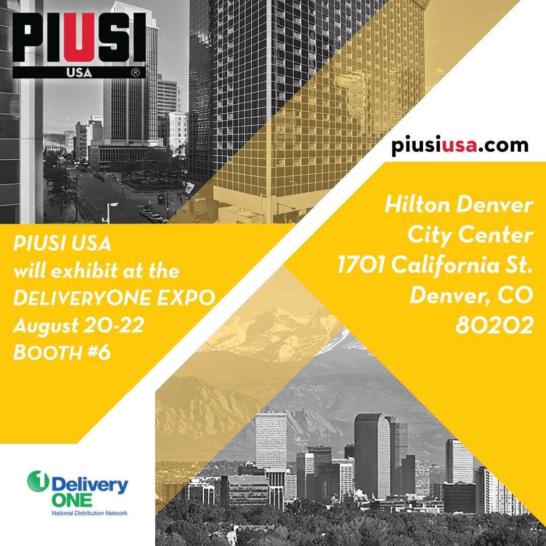 piusiusa's tweet photo. Piusi USA will once again proudly exhibit at the DeliveryONE (D1) Annual Conference, hosted by Mansfield Oil.
Join us August 20-22 in Denver, CO, at the Hilton Denver City Center (formerly the Marriot).
1701 California Street, Denver, Colorado 80202
Booth #6
#Piusi #PiusiUSA #D1 https://t.co/SyKA05a5Xn