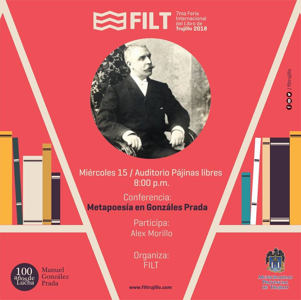 Metapoesía en González Prada. ¡Los esperamos!
"En el espeso follaje de inútiles vocablos,
brota pálida y sin jugo la fruta de la idea.
Oh verbo de Cervantes, en tu viña empampanada
son gigantescas las hojas, enanos los racimos."
Exóticas, 1911
#ManuelGonzálezPrada #100AñosDeLucha