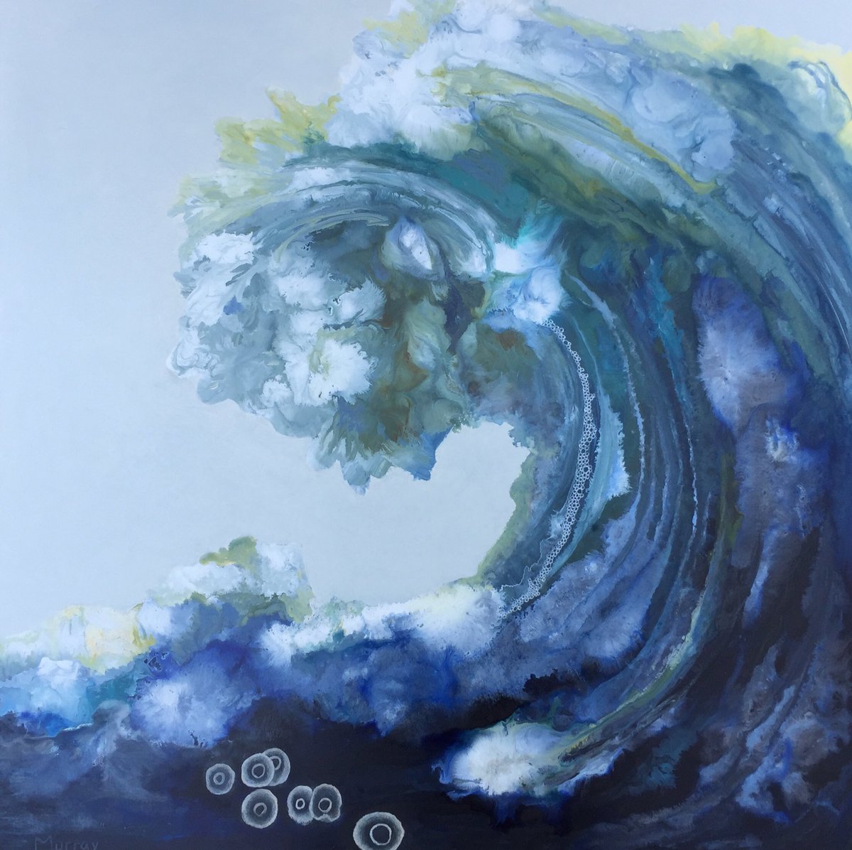 TreeRootLady's tweet photo. Making Waves #6, on this hot humid day, I want to jump in this painting! https://t.co/hENStzJB08