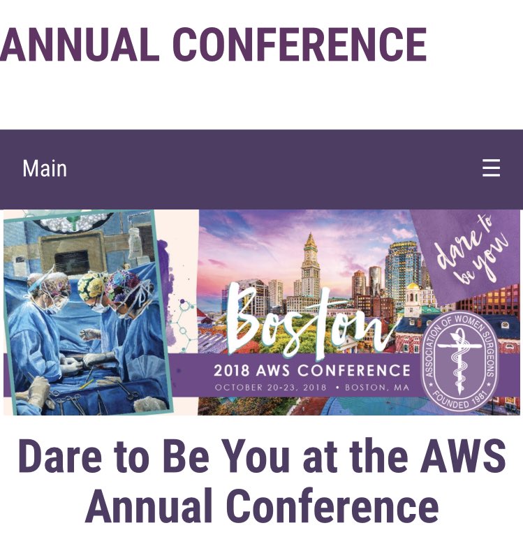 WomenSurgeons's tweet photo. Have you registered for #AWS2018 ? 

There are lots of familiar and new program activities including #AWSStorySlam &amp; #AWSCoaching

Join us in Boston 10/20-23 and #DareToBeYou https://t.co/PXDFTZNuSS https://t.co/ODhMfJXYYZ