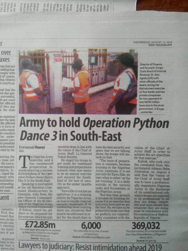 NkemdiMary's tweet photo. Breaking new!
Another genocide planned by Buhari regime to wipe out Igbo youths
#PythonDance3 must be resisted!
Total shut down of South East Nigeria to resist this terrorist @HQNigerianArmy
#ResistPythonDance3
#PythonDance3
#StopBiafraKillings
@amnesty
@realDonaldTrump https://t.co/0a1cxmex1X