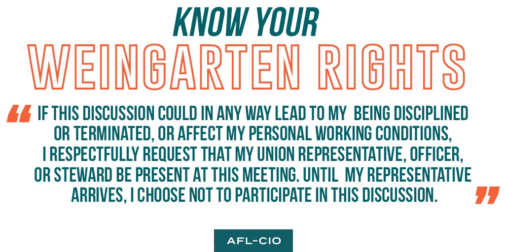 It's #WeingartenWednesday - do you know your Weingarten Rights? #1u #unionstrong