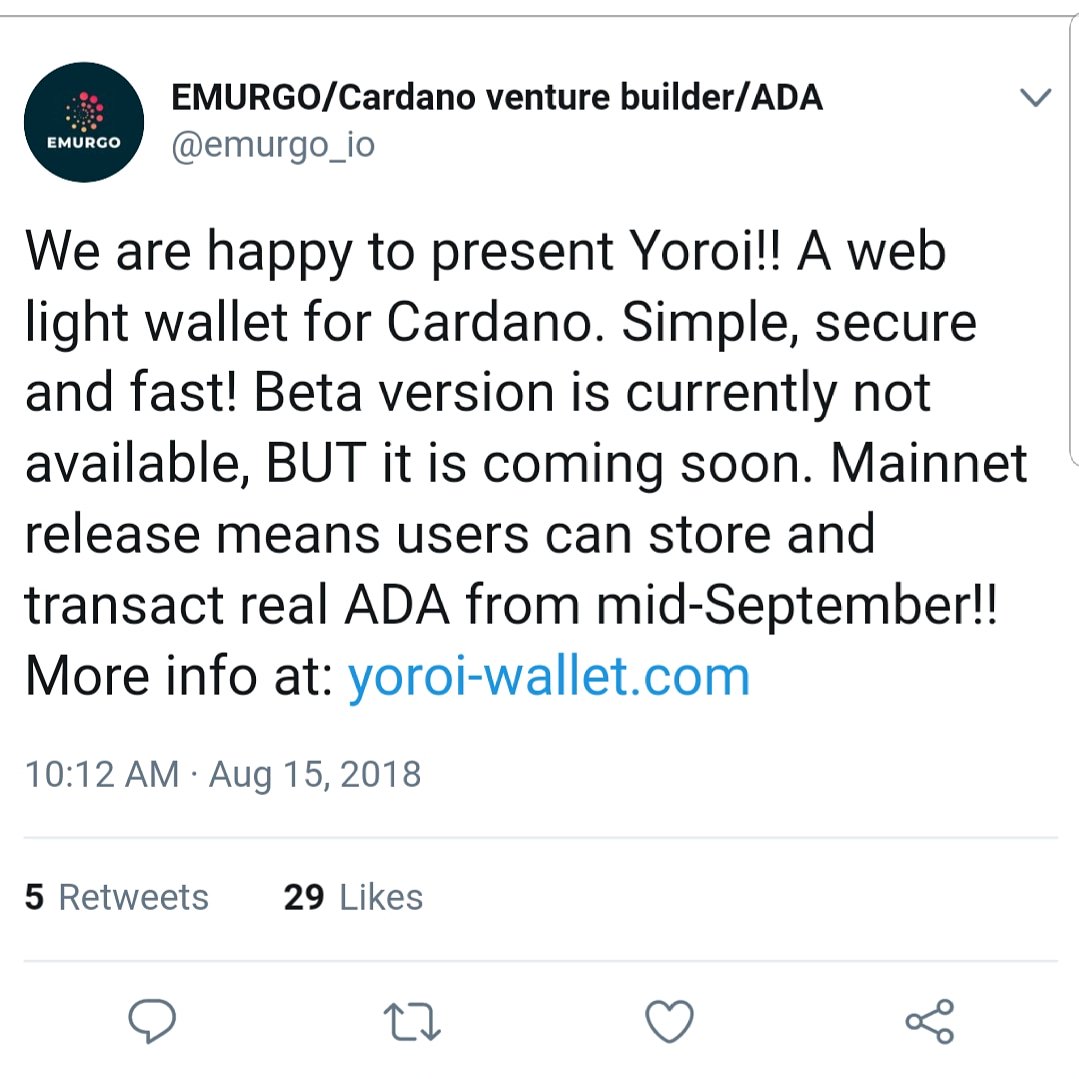 #emurgo announced #yoroi their new lite wallet chrome extension! Beta coming soon, are you excited? Head over to yoroi-wallet.com and check it out!

We have our own surprise coming in just a few weeks!

#ada #cardano #iohk #CharlesHoskinson #cryptocurrency #cryptosupreme