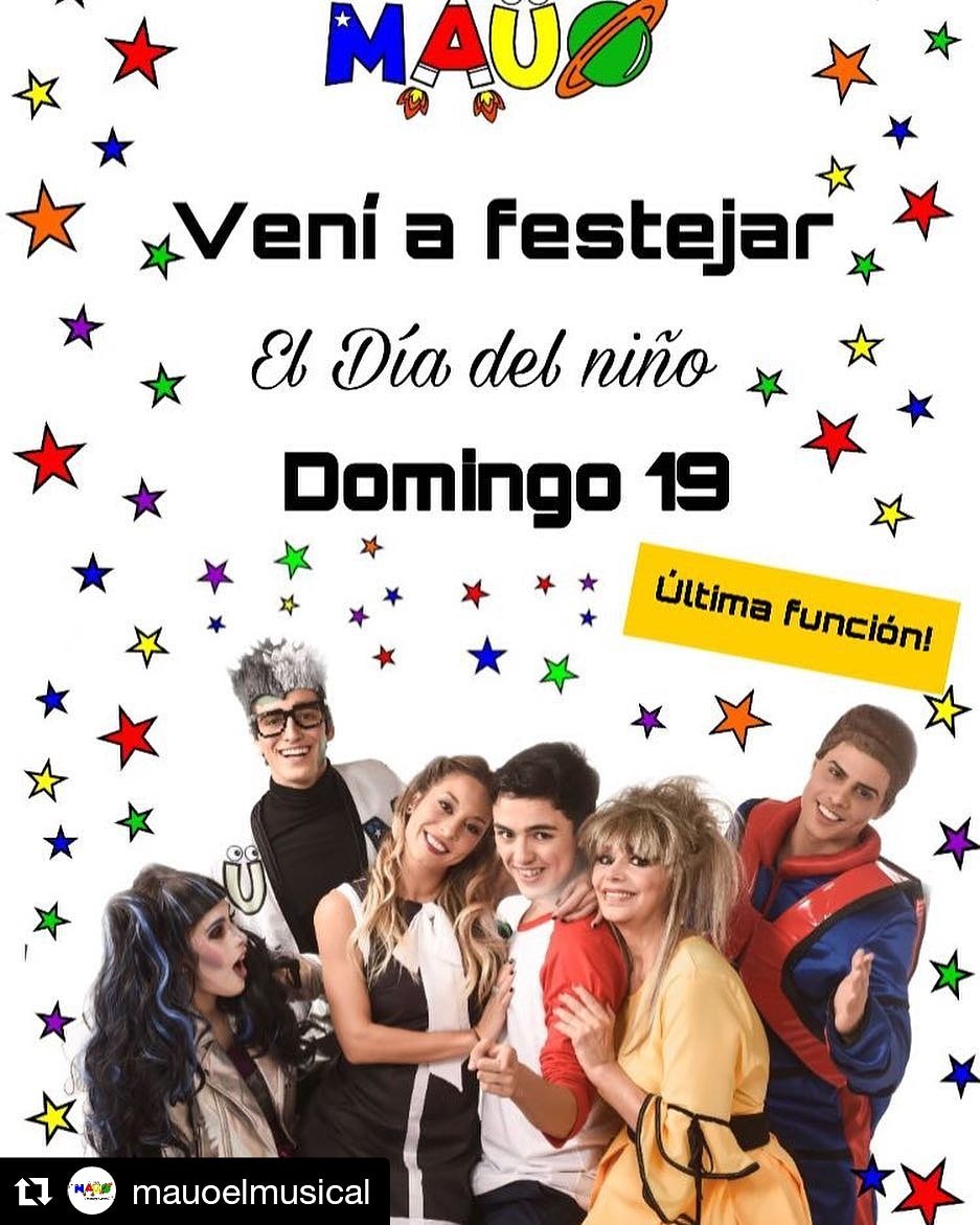 #Repost #mauoelmusical 
・・・
ÚLTIMA FUNCIÓN DOMINGO 19 !! 💥
Vení a festejar el #DíaDelNiño con nosotros! Y despedirnos de la mejor manera, bailando y cantando.
☕️ DESAYUNO: 11:00 hs 🚀 
FUNCIÓN: 12:00 hs 🚀 
Entradas en  @plateanet o en la boletería del teatro <a href="/LudeTeatro/">Teatro LUDÉ</a>