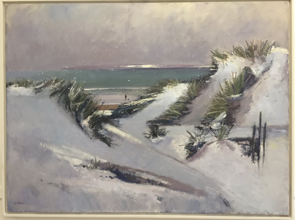 ryeartists's tweet photo. One painting seemingly getting a huge amount of attention is this large oil by Karl Terry @terrykarl 'Snow on The Dunes' in our lower gallery until August 26th #ryesocietyofartists #ryeartists #summerexhibition2018 #karlterry #dunes #snow #camber https://t.co/Z52IIQd9OL