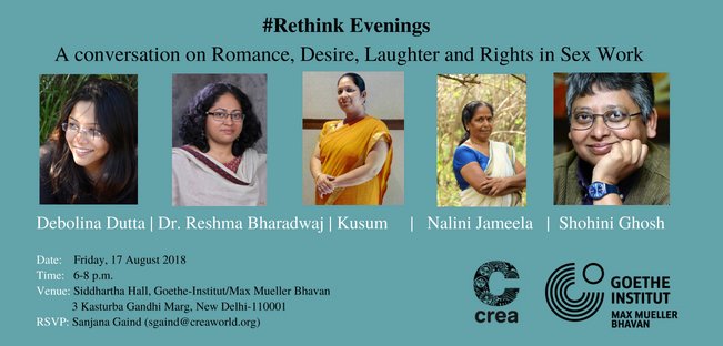 ThinkCREA's tweet image. “Freedom will be hollow where access to resources is denied” – Dr Reshma Bharadwaj. Join us to be a part of the conversation on Romance, Desire, Laughter and Rights in Sex Work with Reshma and other speakers. #notjustmywork  #SexWorkIsWork #SuspendJudgment