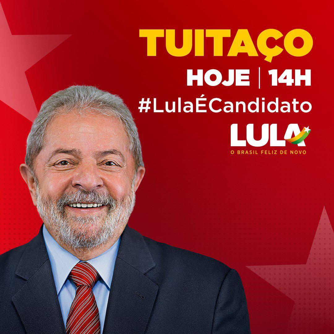 Lula Presidente!!!
#LulaÉCandidato 
#LulaLibre 
#LulaCandidatoSIM