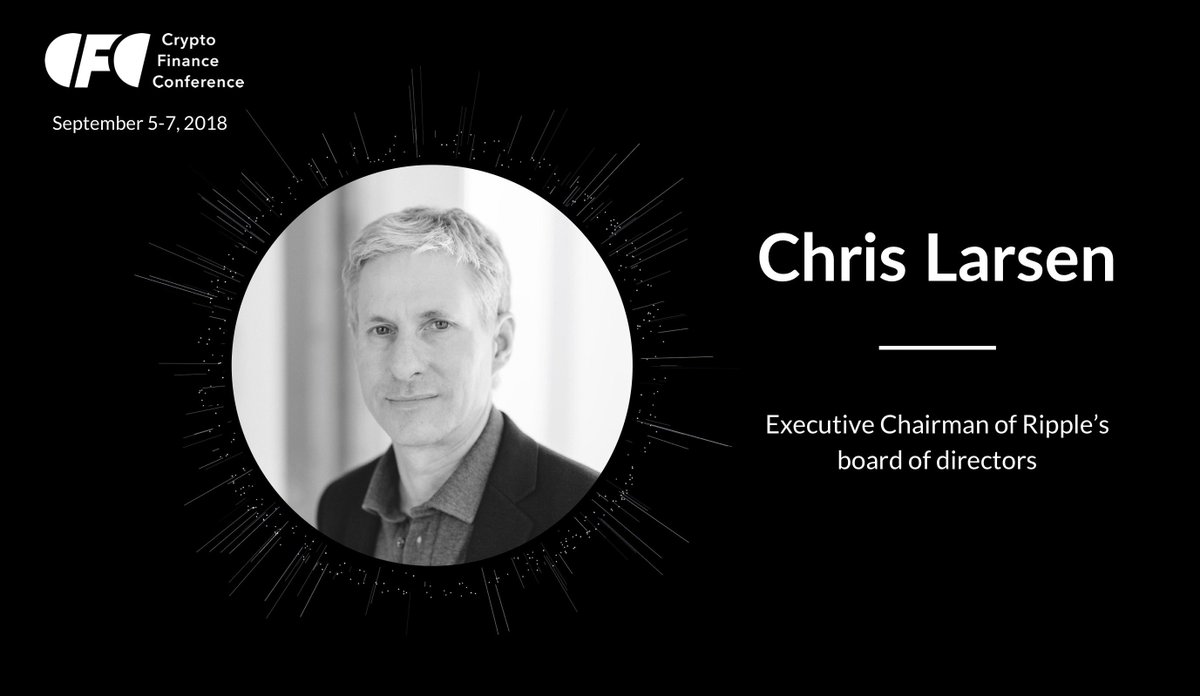 cfcstmoritz's tweet photo. Honored to have @chrislarsensf, the Executive Chairman of @Ripple, at the Crypto Finance Conference USA. Looking forward to his panel "Building an Internet of Value: #Blockchain and Beyond". #CFConUSA 🇺🇸 https://t.co/LIqo2NTrjd