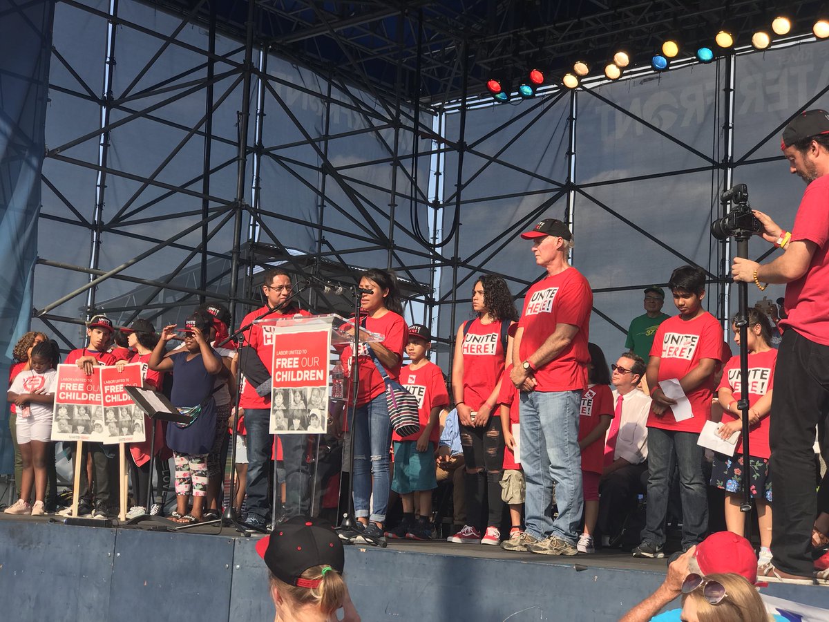 PaAFL_CIO's tweet photo. I am proud to be a member of @unitehere because my union fights for workers regardless of where they come from! #FreeTheChildren https://t.co/k4hwMA6uzq