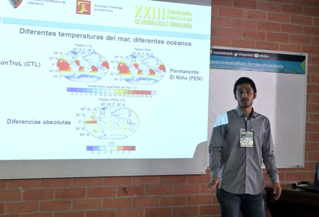 IngenieriaSCI's tweet photo. Mateo Duque-Villegas y Juan F. Salazar nos explican las consecuencias de un fenómeno #ElNiño permanente sobre la #hidrología de Colombia en un #ModeloClimático de complejidad intermedia, respondiendo a la variabilidad del sistema climático terrestre. #SNHH #SistemasDeVariación https://t.co/LEzsKm5LFE