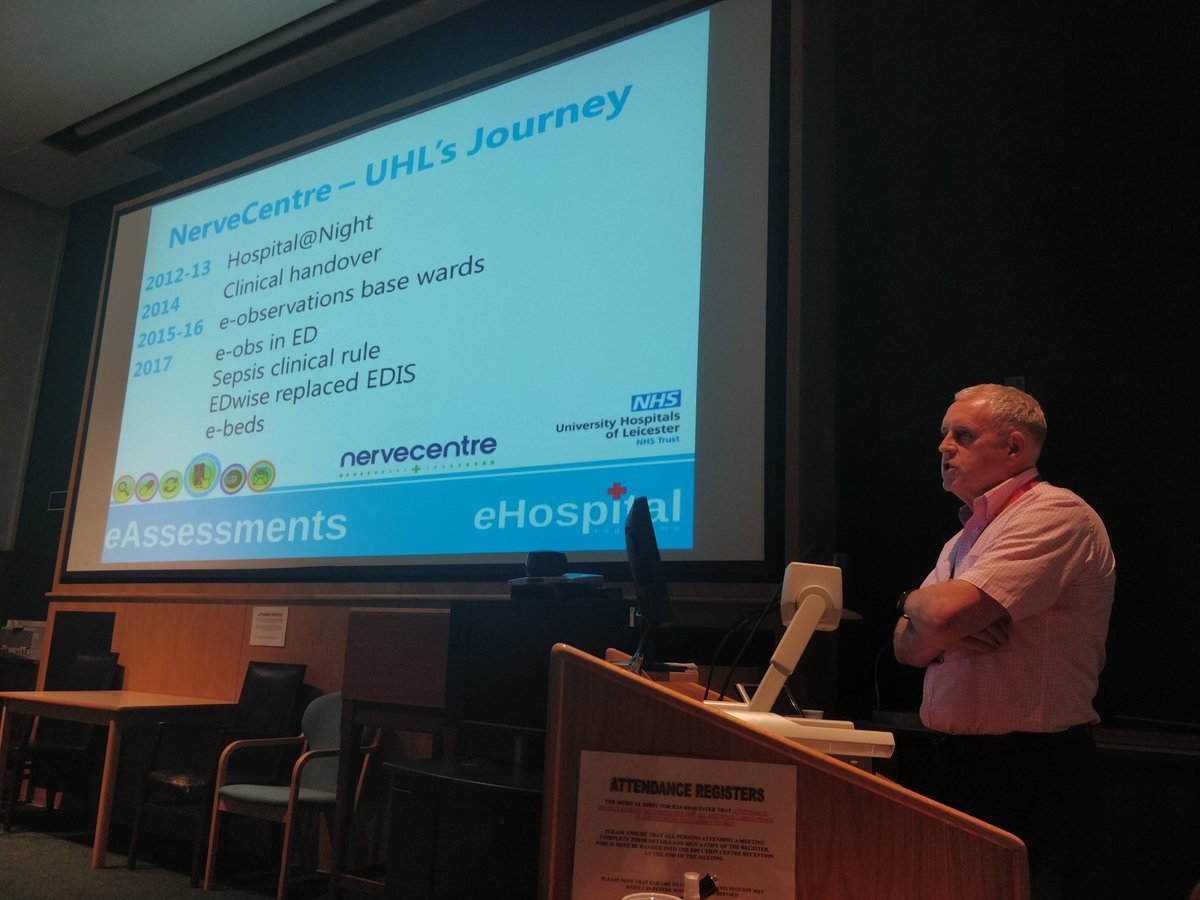 CIOLeic_hosp's tweet photo. John Jameson detailing the excellent work the Nervecrntre team have done at our Clinical IT evening #eHospital #eAssesments @NervecentreHQ https://t.co/fcwPlPKKhM