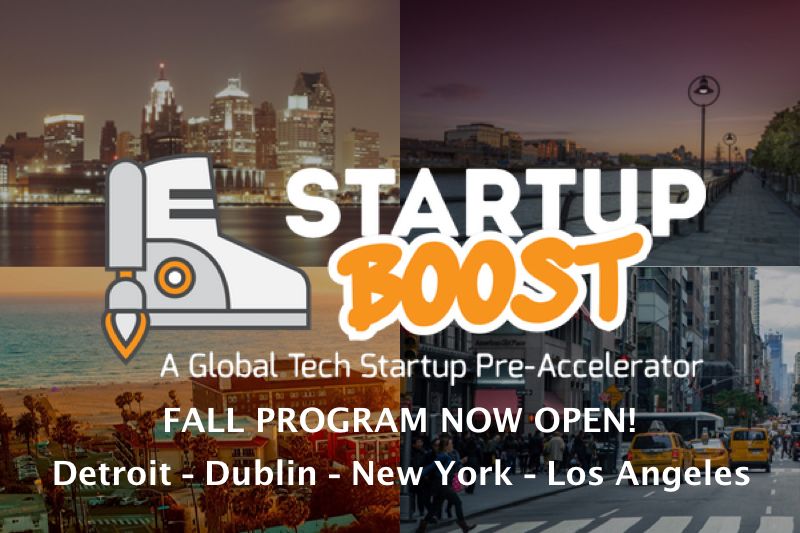 Applications are now open for our 6 week tech startup #preaccelerator program in #Detroit #Dublin #NewYork and #LosAngeles and remember no fee charged and no equity taken! Apply at buff.ly/2noaifi #StartupBoost