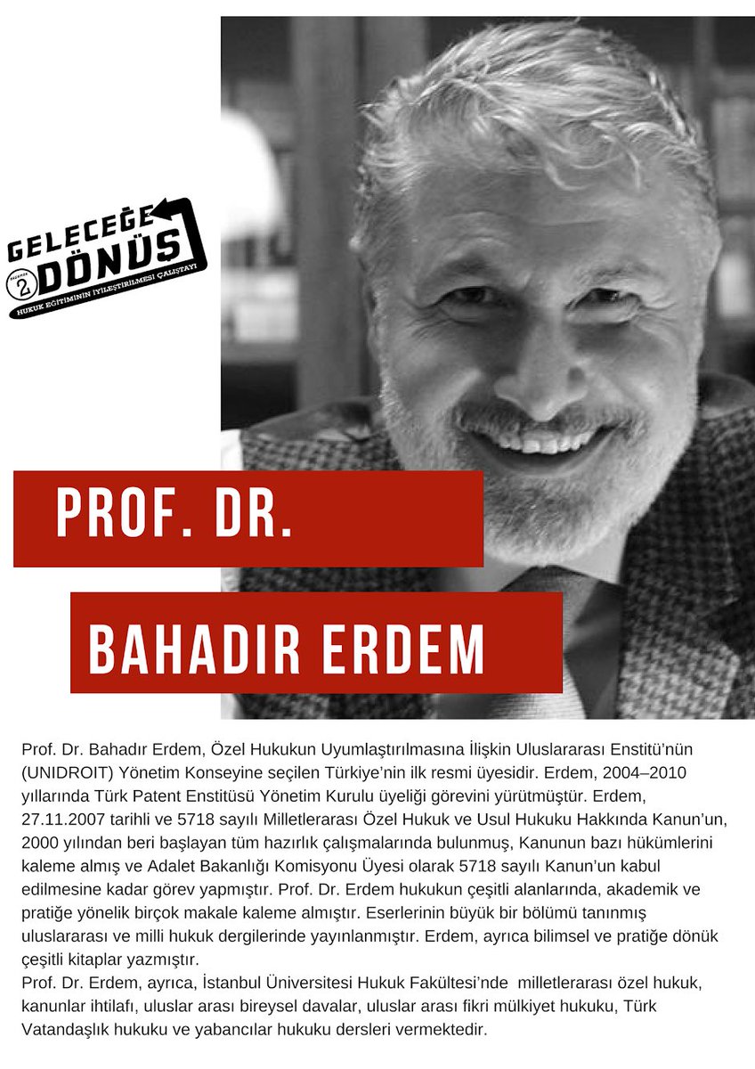 #geleceğedönüşprojesi ‘ ne başvurular devam ediyor.

Prof.Dr. Bahadır ERDEM (<a href="/BBahadirErdem/">Bahadır Erdem</a> )  Ulusal ‘ Geleceğe Dönüş ‘ Hukuk Eğitiminin İyileştirilmesi Çalıştayında olacak ! 

Sen de gelecekte söz sahibi olmak istiyorsan ,başvuru ve detaylı bilgi 👇🏻
docs.google.com/forms/d/e/1FAI…