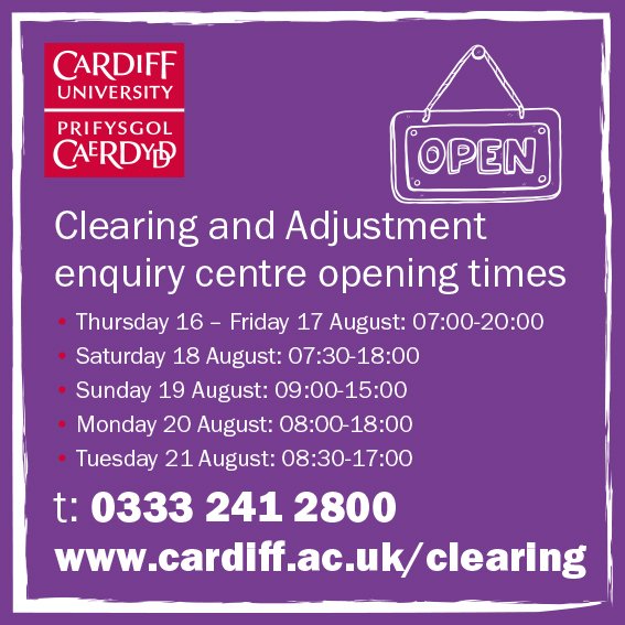 Our clearing and adjustment enquiry centre is open from 7am tomorrow morning, with spaces available at the School of Social Sciences.
#clearing #clearing2018 #CUinSeptember