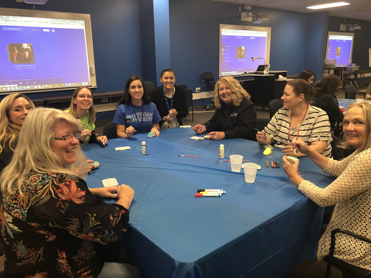 ackleslie's tweet photo. Special Programs team creating our #oneword rock garden! #whywisd https://t.co/MMmCYYOpWJ