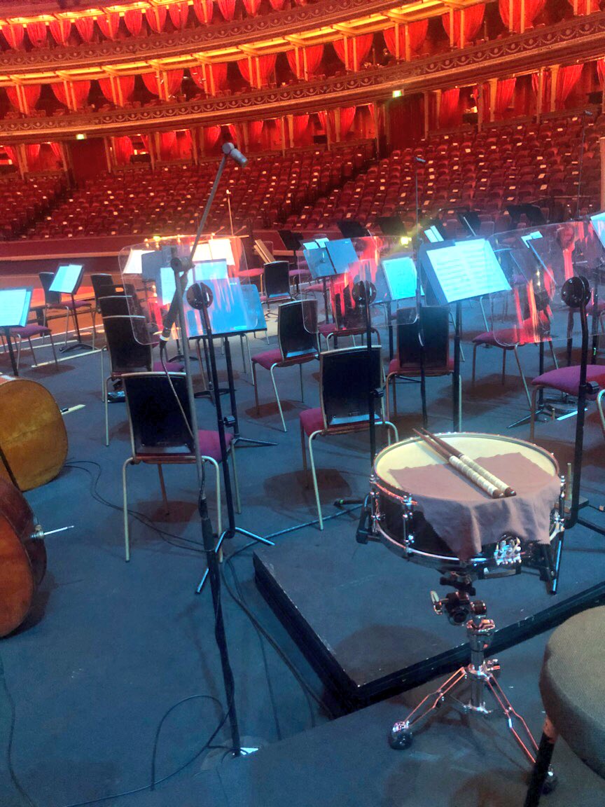 bbcproms's tweet photo. The Bolero drum is waiting and the double basses are having a quick nap before tonight’s performance! @TheCBSO #Prom44 #BBCProms https://t.co/U88RUQcFiN