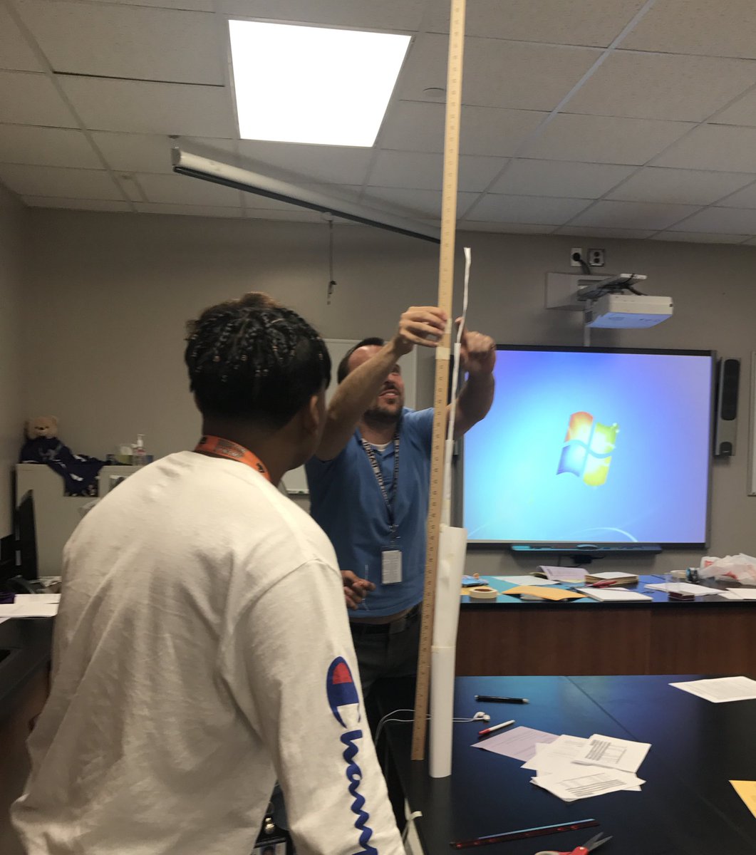 jen1kim's tweet photo. Measuring to see if this physics group built the tallest tower  #teammav #MRHS3D https://t.co/gSxDfv2pfn