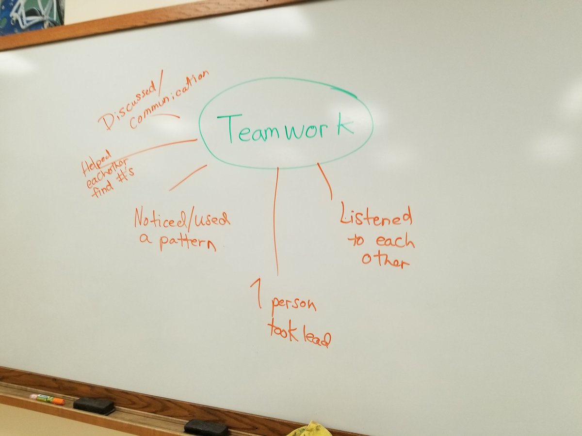 teachingWillson's tweet photo. What is teamwork? Students came up with ideas of what successful team work looks and sounds like after @saravdwerf 100 numbers activity! https://t.co/Q2yGT9X231