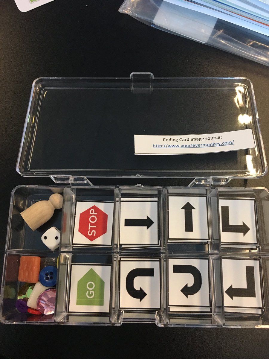 MissElliott11's tweet photo. Coding doesn’t always have to be plugged in! Made an unplugged coding tool kit to provide students with experience to code a pathway. #ETFOsa2018 @MsLauraCollins @MelissaSeco https://t.co/FHbsAnkght