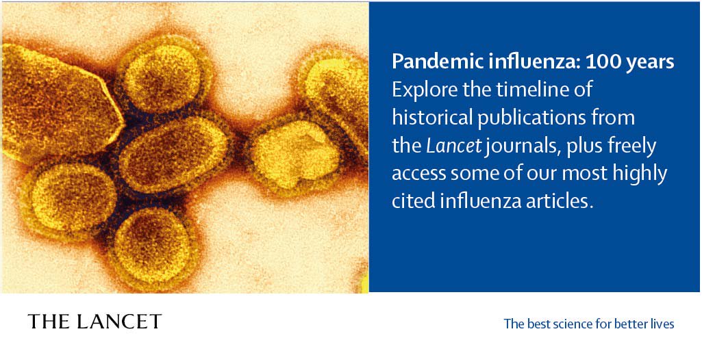 The best science on #influenza: explore 100 years of key Lancet journal papers on #pandemicflu & register by August 31 for free access to our most highly cited #flu articles #influenza100 #1918flu #influenza1918 hubs.ly/H0dpKxl0