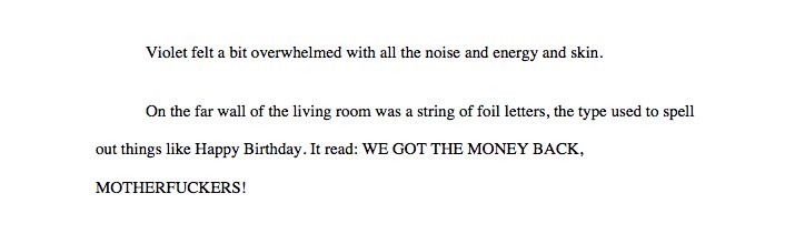 AyadeLeon's tweet photo. #WriterParentProblems: you gotta write a note for your kid's school but all your scratch paper is page proofs from your #FeministHeist novels. The blank page you grab says "WE GOT THE MONEY BACK, MOTHERFUCKERS" on the back+you just don't think you can write your school note on it https://t.co/7feGXkI4AS