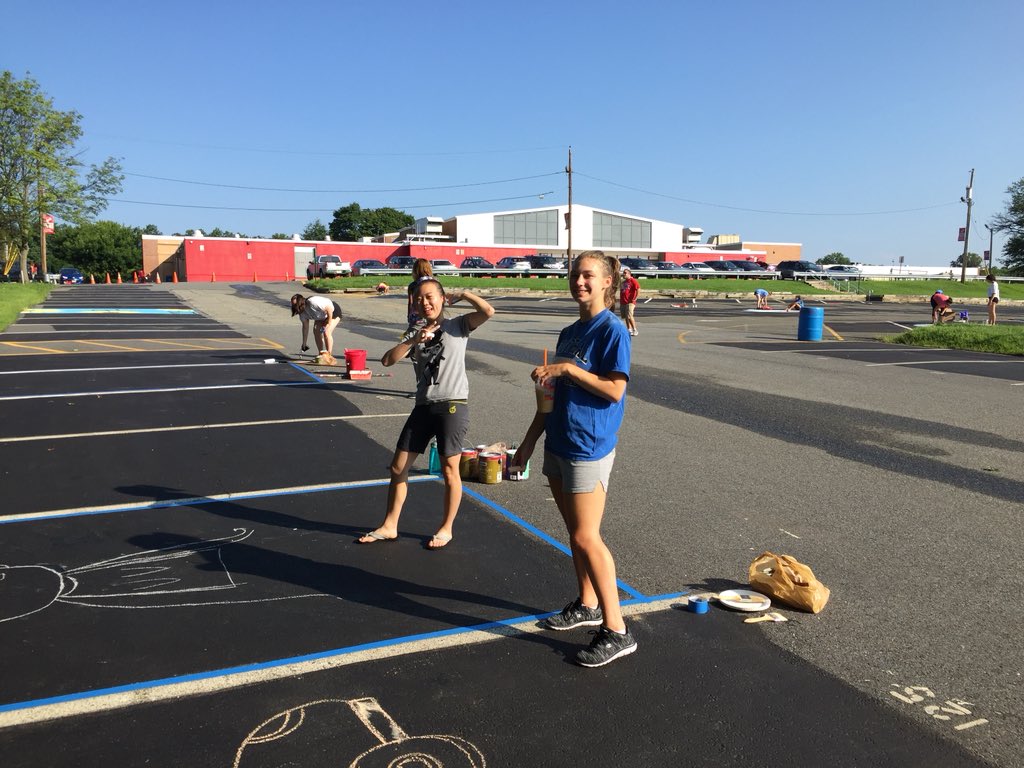 ParHighMulroony's tweet photo. Painting has begun on the Senior Parking Spots... can’t wait to see the finished products! 🎨🚗👍🏻 https://t.co/ThPIldTAB4