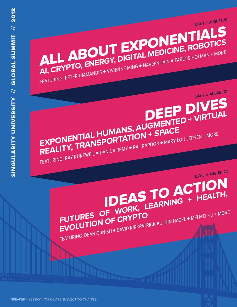 singularityu's tweet photo. There's still time to join us for @su_globalsummit in SF beginning 8/20! But if you can't make it in person, sign up to get notified about the #GSummit livestream and watch all of our main stage talks for free. https://t.co/6m1hMNho2R https://t.co/pLAvjlijnt