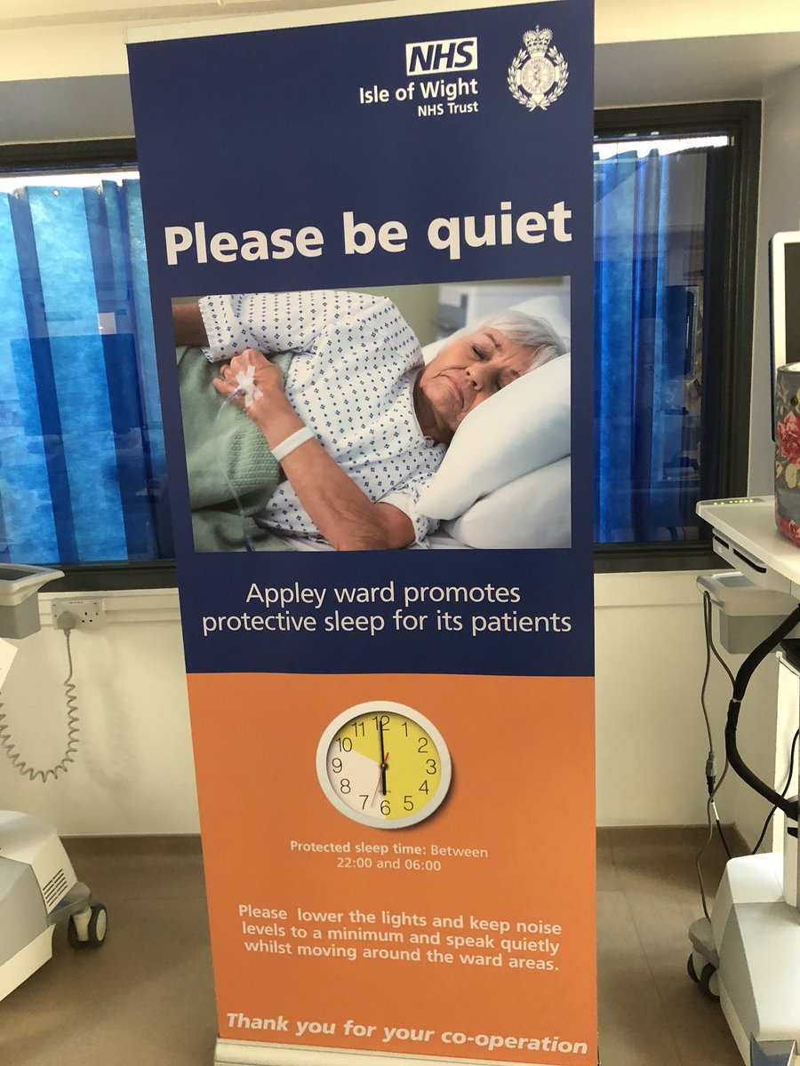 After listening to our patient experiences We on Appley Ward are excited about our new sign @IoWNHSTrust  <a href="/natalie_mew/">Natalie Mew</a> @Vanessa_Flower #medicine this will ensure  our patients have protected sleep time which will enhance their recovery and healing time, 😊😊😊