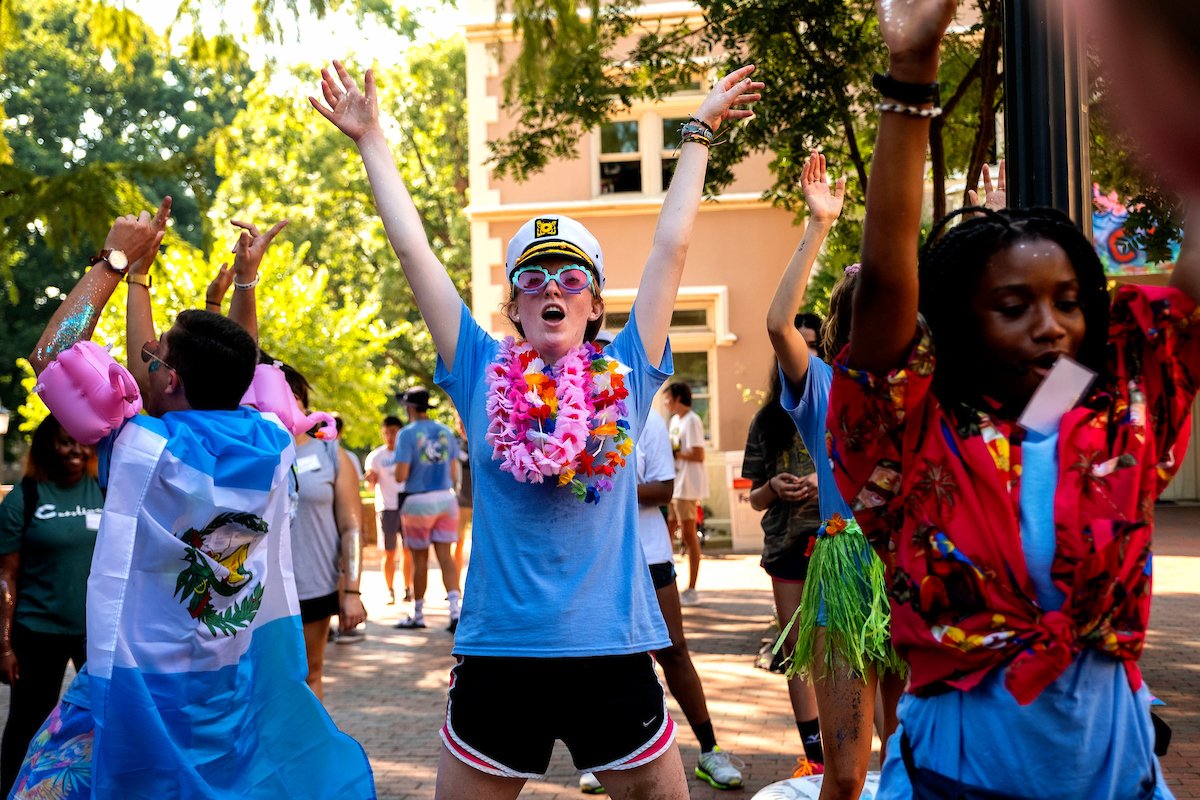 UNC's tweet photo. Do you bleed Carolina blue? Well, these new Tar Heels definitely do! Happy first day of @CarolinaKickoff! 💙 #UNC https://t.co/hzPofoGWII