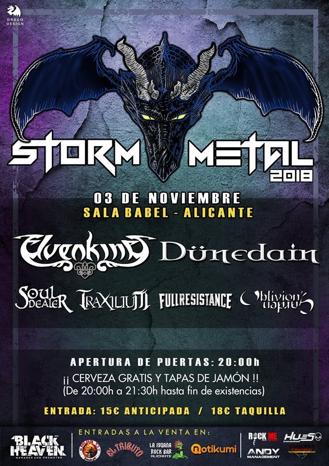 En noviembre vuelve el STORM METAL a Alicante

goo.gl/RmR1mH <a href="/EK_official/">Elvenking</a> <a href="/DunedainMetal/">Dünedain</a> <a href="/Souldealerband/">Soul Dealer</a> @traxiliumbanda <a href="/oblivionsgarden/">Oblivion‘s Garden</a> <a href="/Fullresistance/">Fullresistance</a> <a href="/BlackHven/">Black Heaven</a> #festivales2018 #agenda #metalkorner