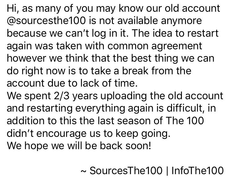 InfoThe100's tweet photo. UPDATE | Please, If you can, take a minute and read this! #The100 https://t.co/OVN1X3H8lU