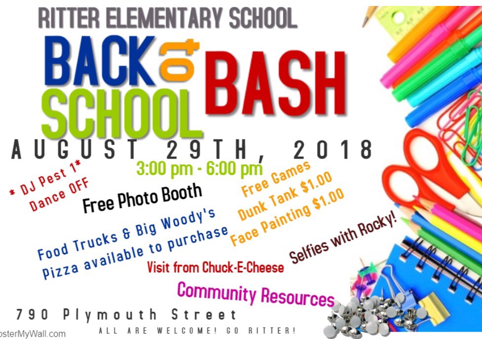 Ritter Elementary on Twitter "Join us for our BacktoSchoolBash at