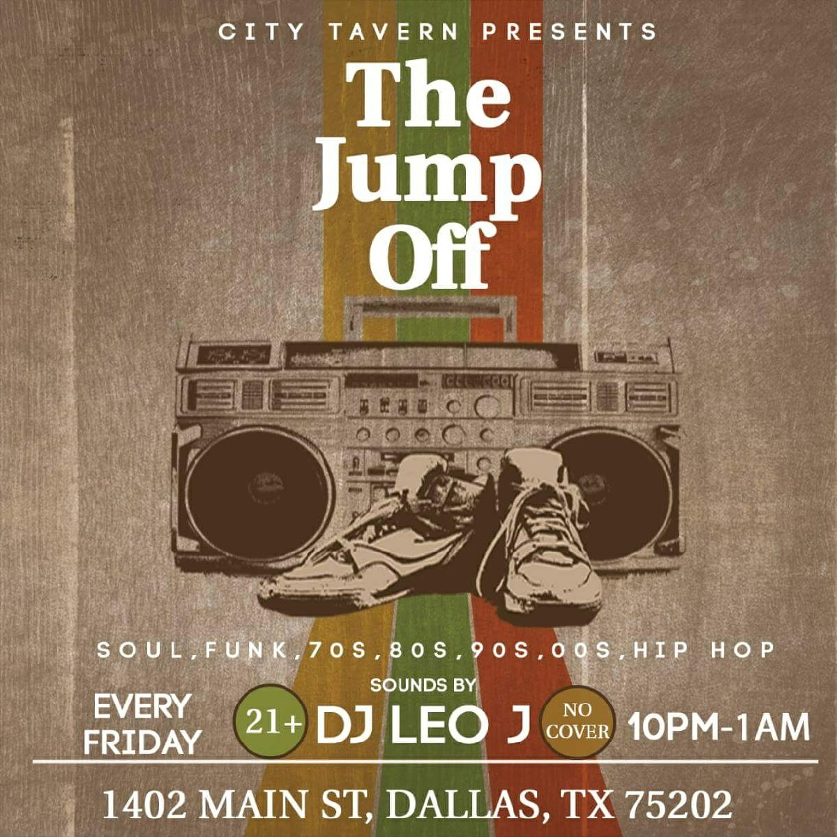 $4 Drafts, $4 Wells, $4 Shooters, $3 Domestic Bottles until 10pm on Fridays! Then at 10pm, it’s no cover for DJ @_leoj_’s #TheJumpOff! #downtowndallas #downtown #dallas
