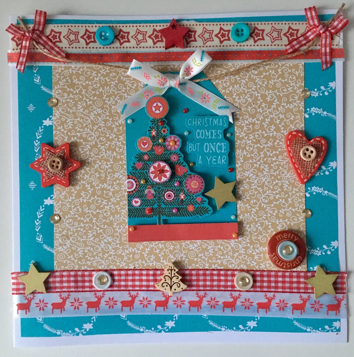 First Christmas card made :) @docraftsTeam #DOSHARESHINE @craftsbeautiful @MakingCards #christmascardmaking! #cardmaking