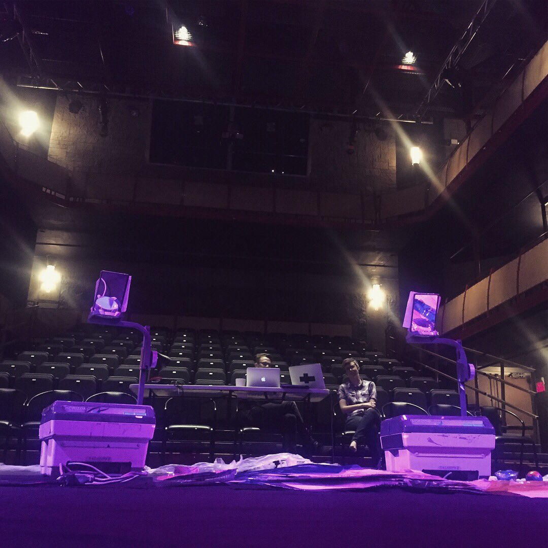 MindofaSnail's tweet photo. Just finished our tech rehearsal of #CawsandEffect in one of our all time fave venues! L’unithéâtre at @LaCiteFrancoYEG So excited to open our show this friday at 2:45 #yegfringe #overheadprojectors @edmontonfringe https://t.co/Aux9Rsrrik