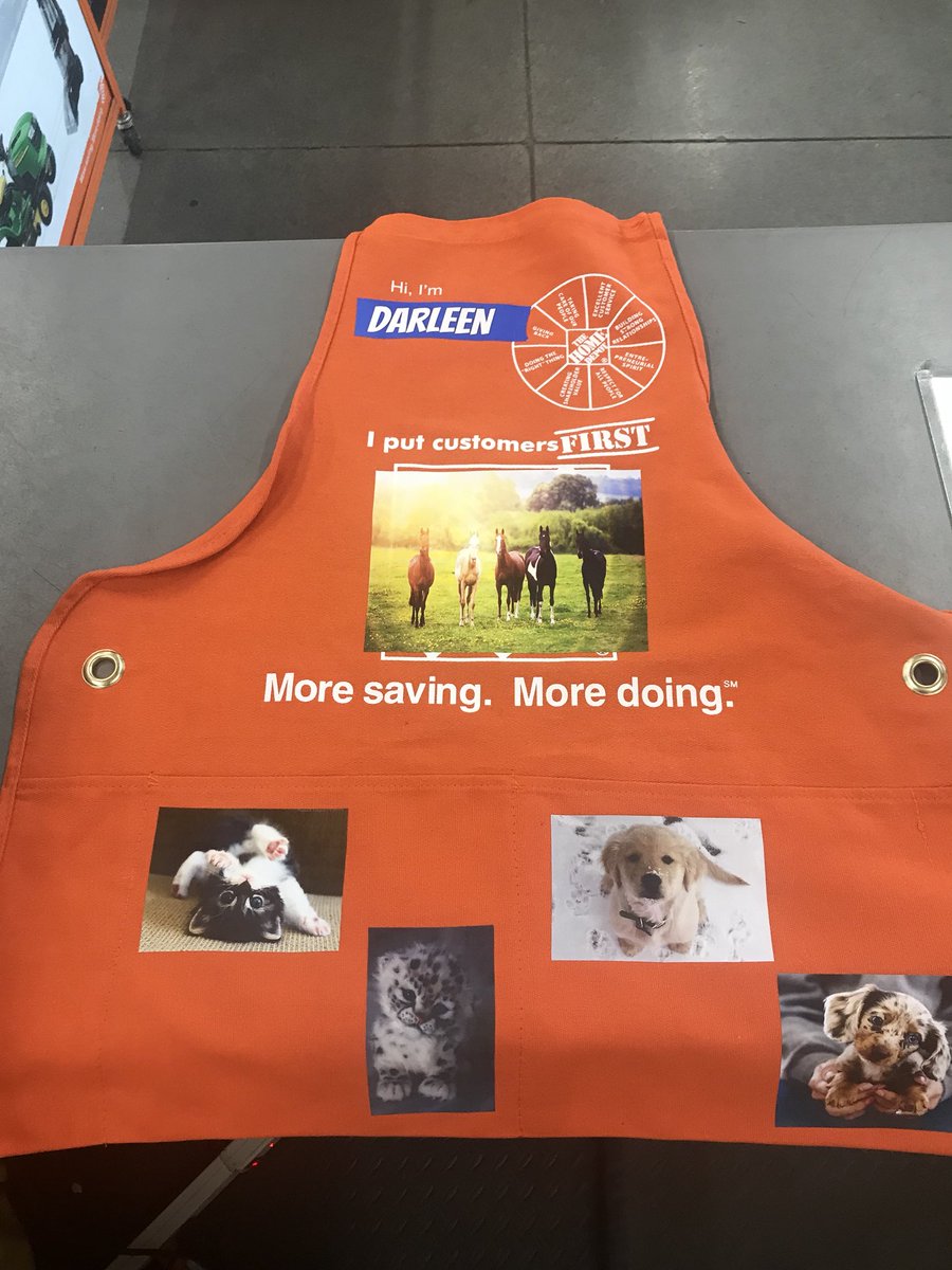 ashleyashes454's tweet photo. Darleen wanted to celebrate her love of animals on her cashier of the month apron! Great job Darleen! You killed it in July! #bestfrontendever @hydem83 @HDBendBob https://t.co/VU5MVSKOLN
