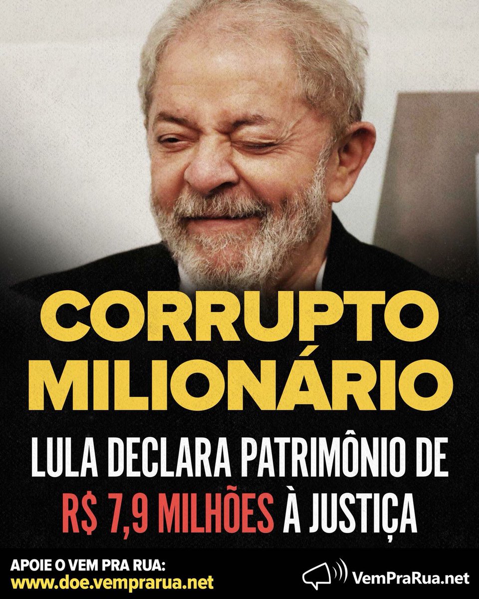 ELCIOTAMPIERI6's tweet photo. Ladrão, ladrão, ladrão...
Merece a prisão!
#LulaÉPresidiário https://t.co/mhmpoX5i4c